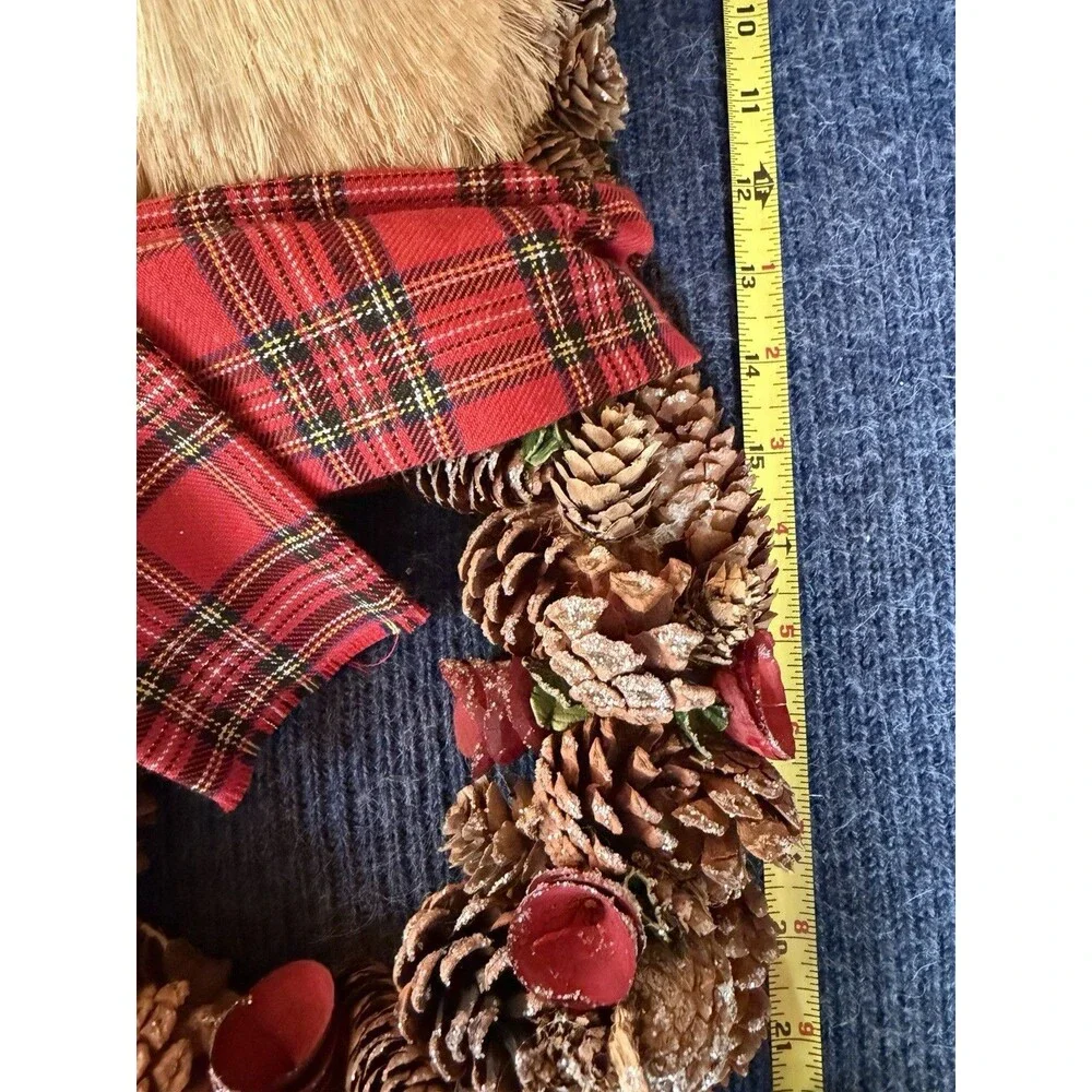Handmade Holiday Christmas Reindeer Pinecone Wreath 20 In X 10 In